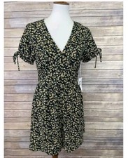 Women's Floral Dress Large Boho Tie Sleeves Button 