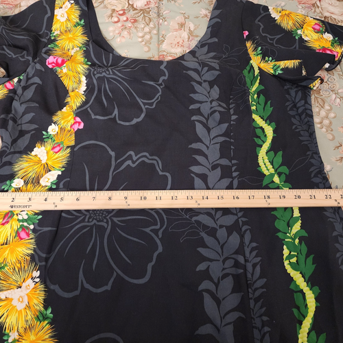 Hilo Hattie Hawaiian Maxi LONG Dress Floral Rayon Size 2XL Front Ruffle - Picture 7 of 13