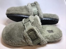 UGG Slippers Men Size 10 Fluff IT Lamb Shearling Slide 1118150 Gray/Dk Green