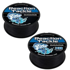 Reaction Tackle Braided Fishing Line / Braid - NO FADE Black- 4 or 8 Strands