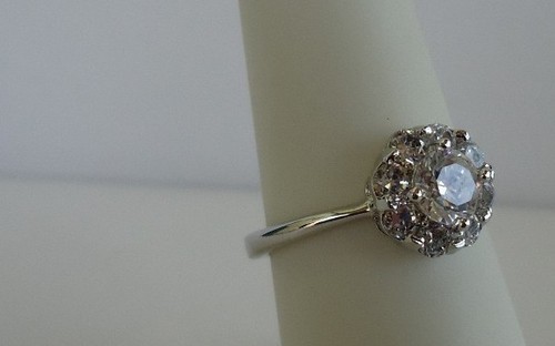 925 STERLING SILVER CLUSTER FLOWER RING W/ 2 CTS LAB CREATED DIAMONDS SZ 5-9 - Picture 4 of 9