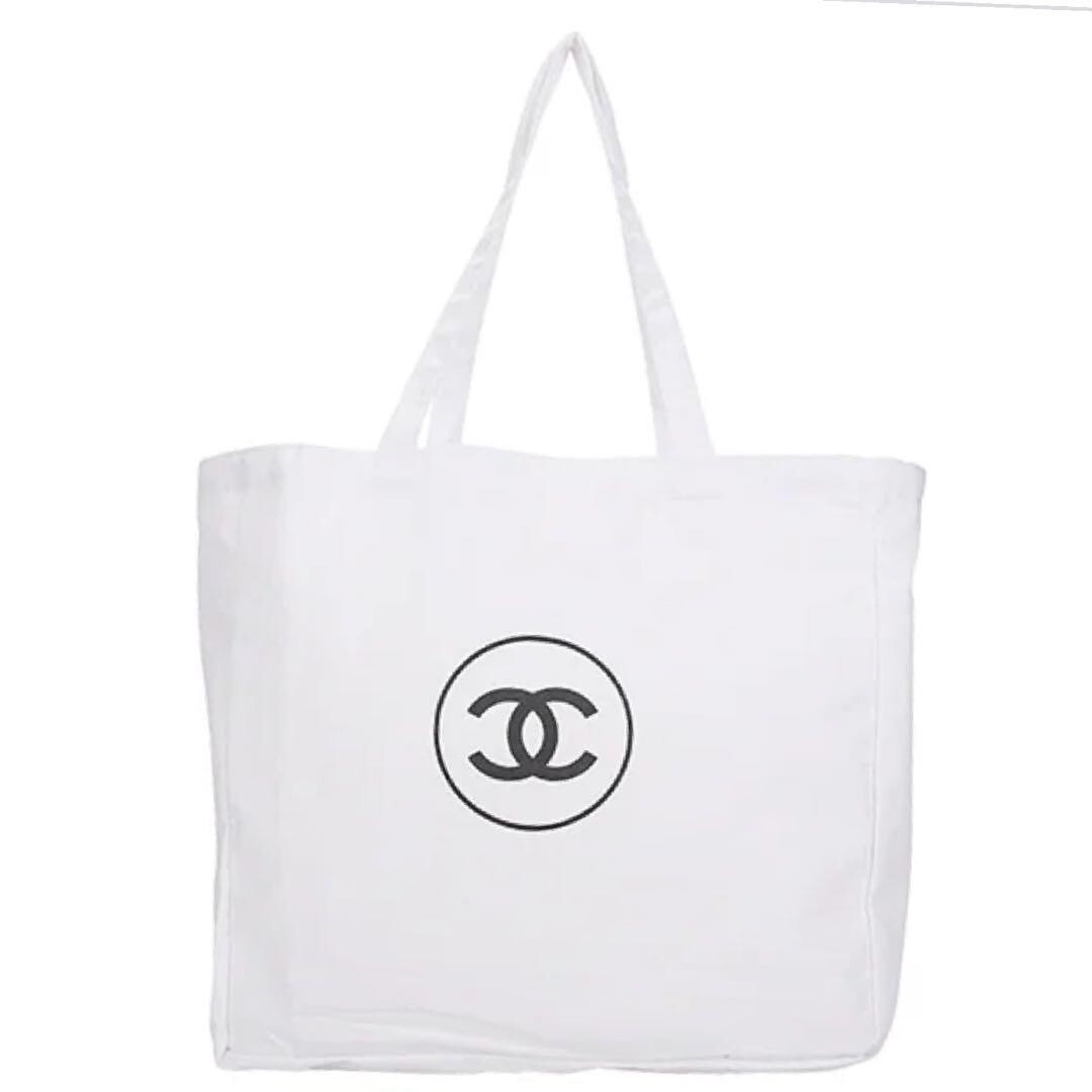 Chanel Novelty Canvas Tote Bag White Gift size 37×34.5㎝ from