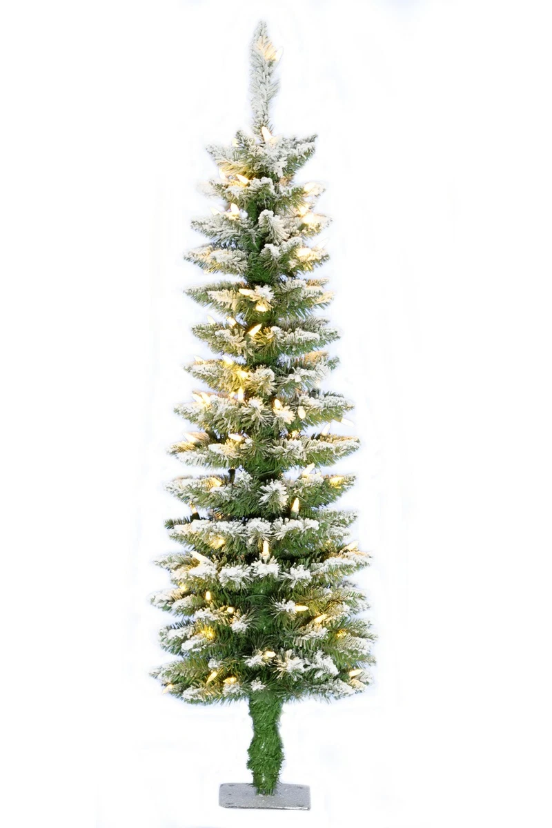 Skinny flocked sale christmas tree