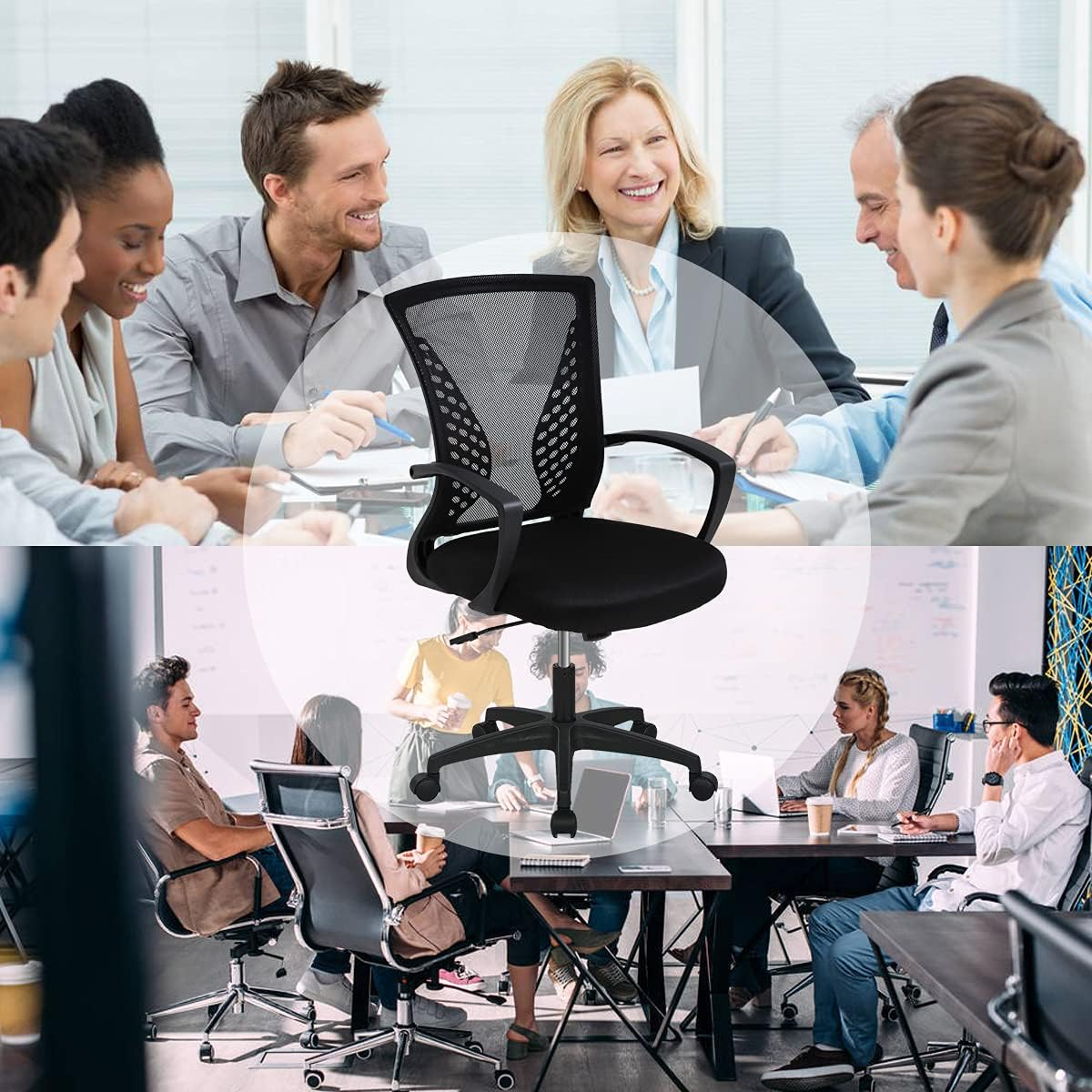 Mid Back Ergonomic Mesh Office Chair with Lumbar Support for Comfortable Computer Desk Use-image