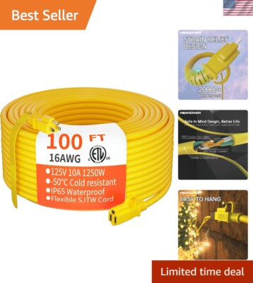 #ad ETL Listed 100 ft Heavy Duty Electric Extension Cord Weather amp; Cold Resistant $48.00