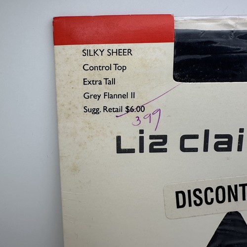 Liz Claiborne Silky Sheer Control Top Pantyhose Extra Tall Grey Flannel II 831 - Picture 2 of 3