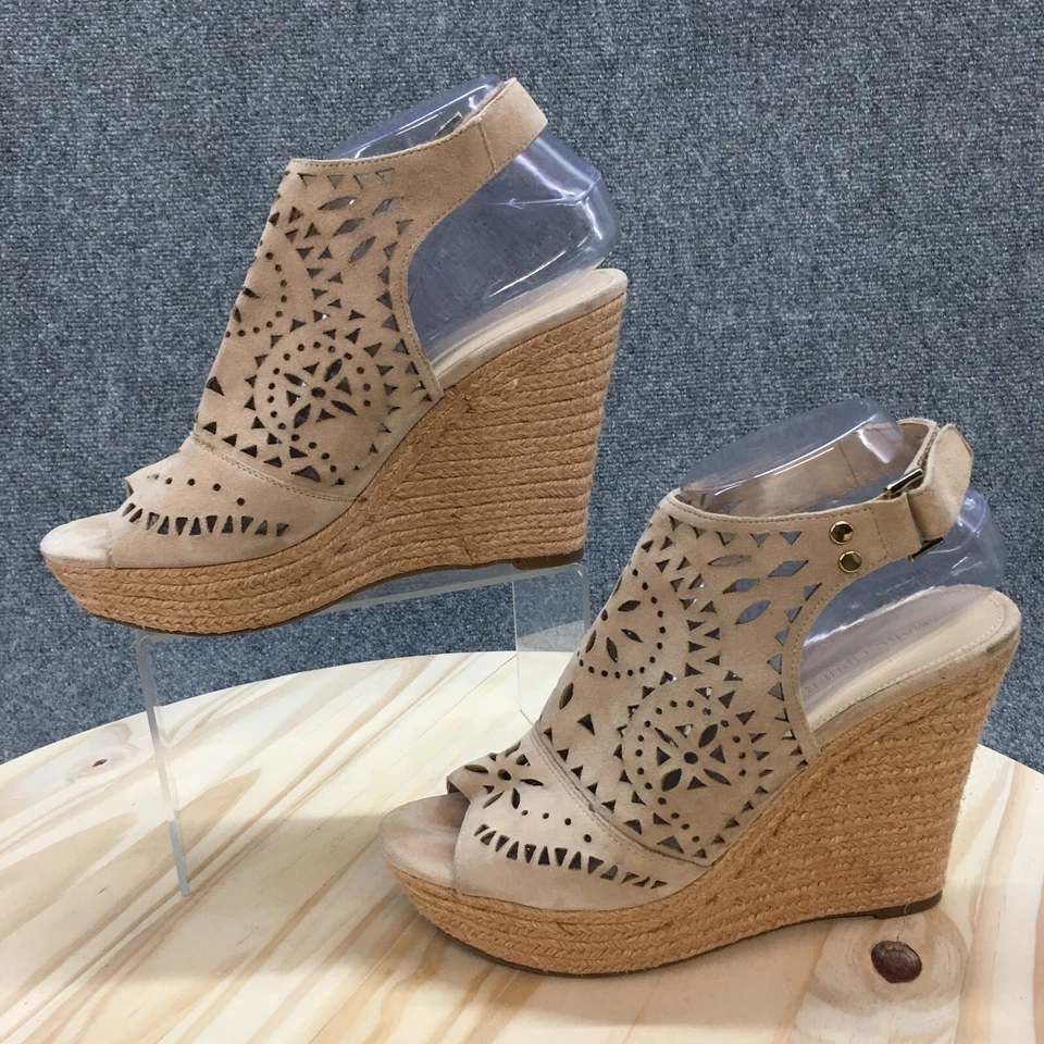 Marc Fisher Heels Womens 8.5 M Harlea Perforated Espadrille Wedge Sandals Beige - Image 2 of 4