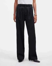 Madewell Slouchy Straight Pants in Drapey Twill Black Trousers NS451 Size 2P NWT