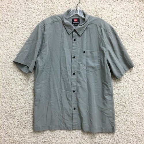 Quiksilver Hemd mit Knopfleiste Large Erwachsene grau Freizeit Kurzarm Tasche Herren L