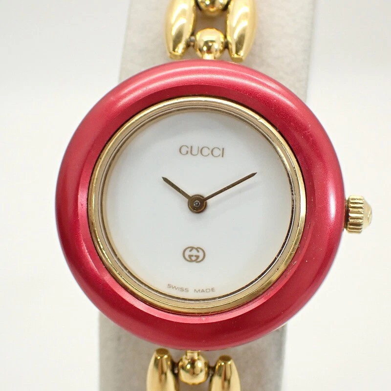 Montre à quartz femme Gucci GUCCI lunette changeante SS cadran blanc 1100 L occasion