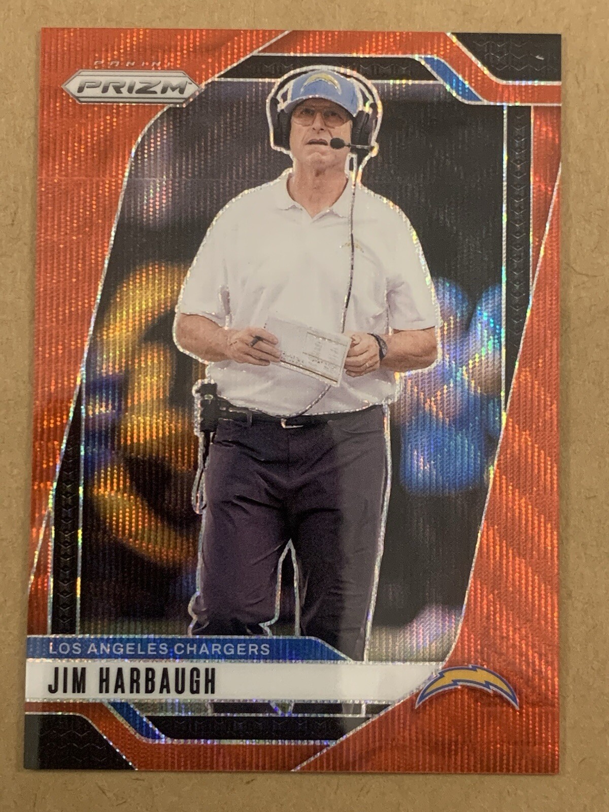 2024 Prizm Jim Harbaugh Red Wave SP /149 Wolverines Chargers