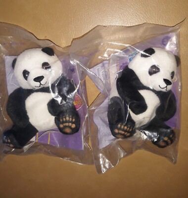 Burger King 2 FurReal Friends Panda Mini 3.5'' Plush Stuffed Baby Cub 2009 NIP