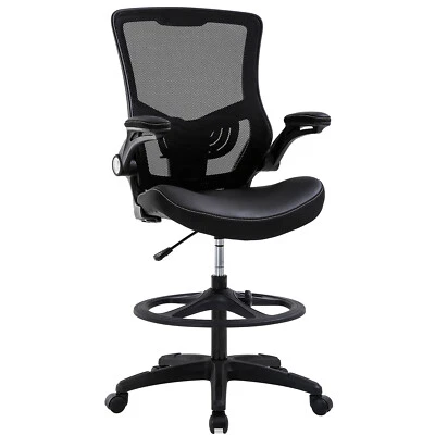 BESTOFFICE Drafting Chair with Flip Up Arms Foot Rest Back Support Adjustable Height