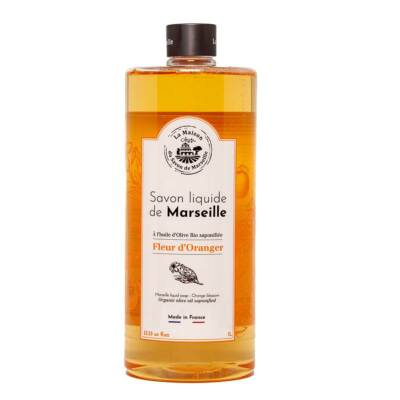Savon de Marseille - Französische Flüssigseife mit Bio-Olivenöl - 1 Liter Minen
