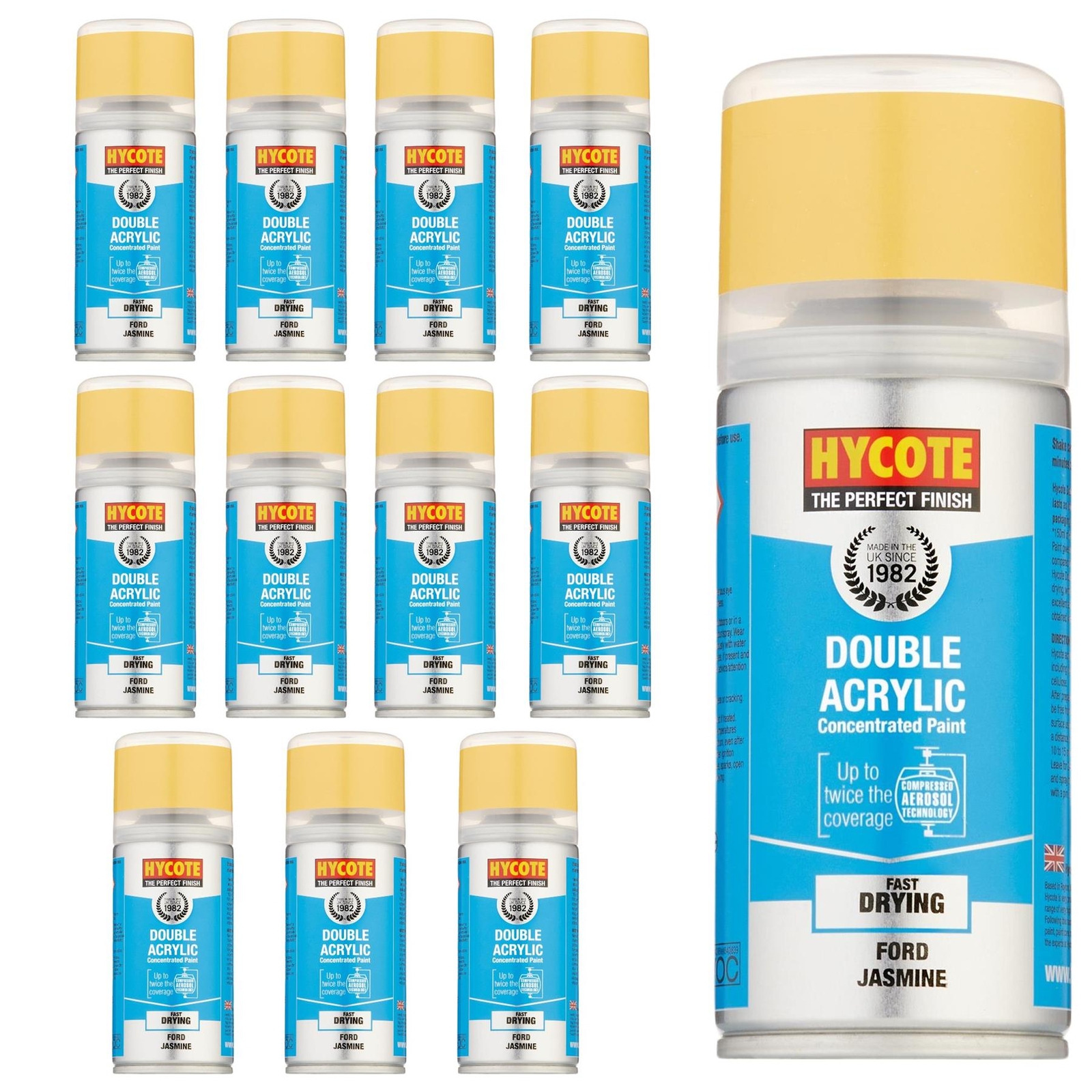 Hycote Colour Spray Paint Aerosol XDFD705 Ford Jasmine 150mL Fast Drying x12
