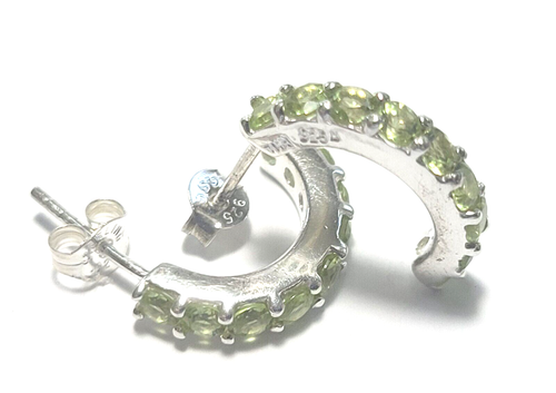 Sterling Silber echte Peridot Edelstein Halb Creolen Ohrstecker 3,4 Gramm