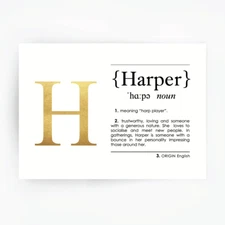 Name Definition Art Print HARPER