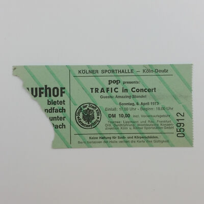 TRAFFIC Original Concert TICKET April 8, 1973 Kölner Sporthalle Cologne, Germany