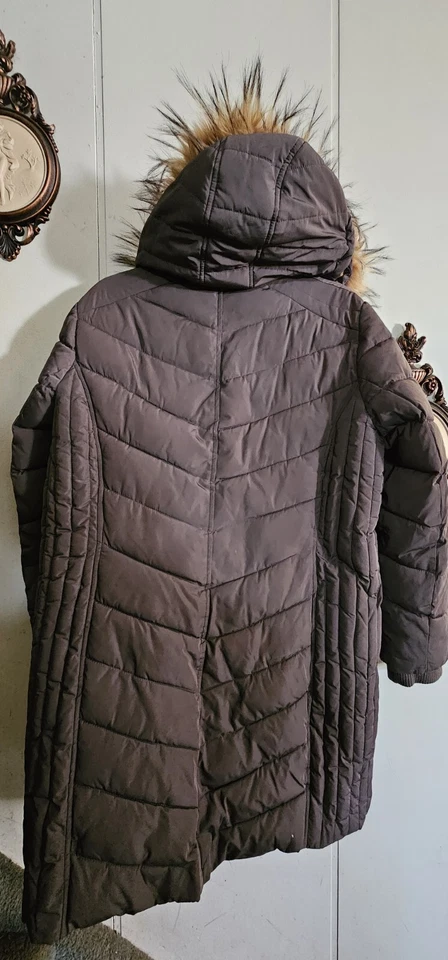 Tommy Hilfiger Abrigo acolchado acolchado acolchado para mujer Chaqueta larga con capucha Gris Talla 1X Foto 2 de 4