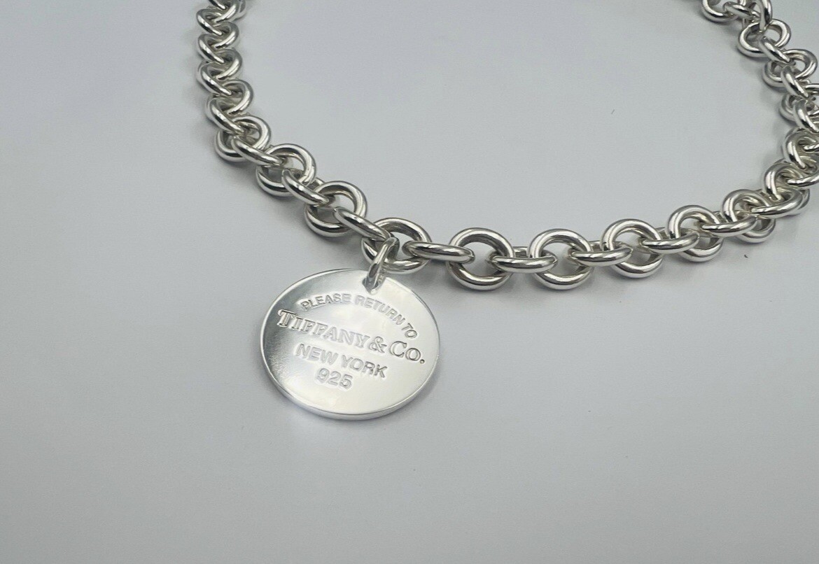 16” Return To Tiffany & Co Circle Round Tag Necklace in
