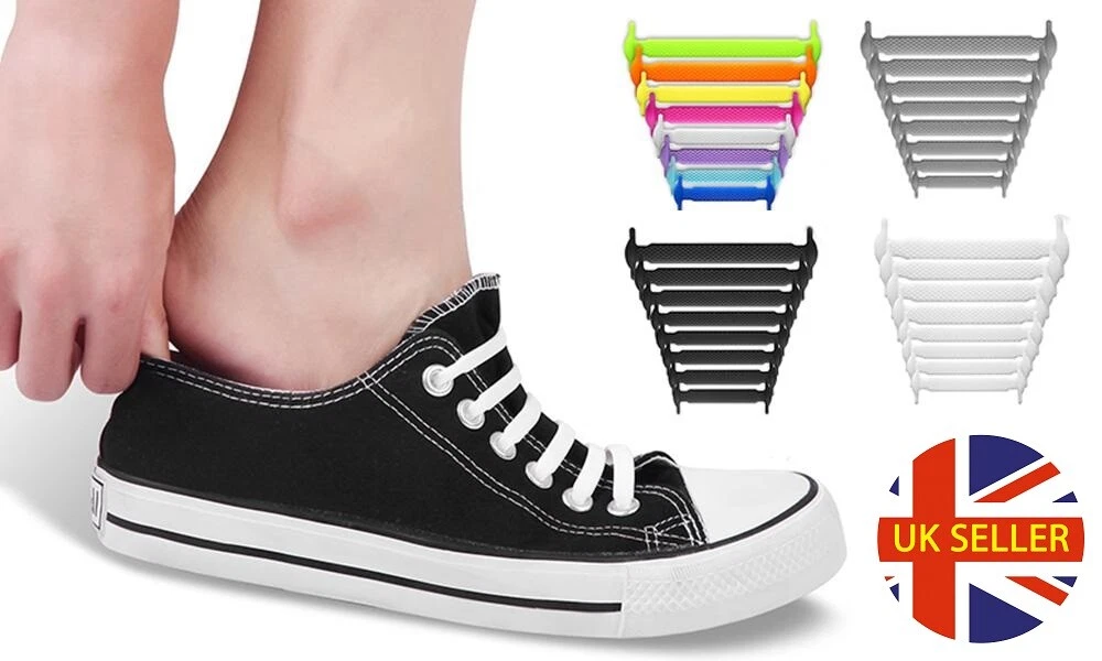 16 Piece 100 Silicone Easy No Tie Elastic Shoe Laces Trainers