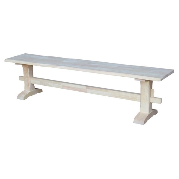 International Concepts Live Edge Unfinished Trestle Bench for sale