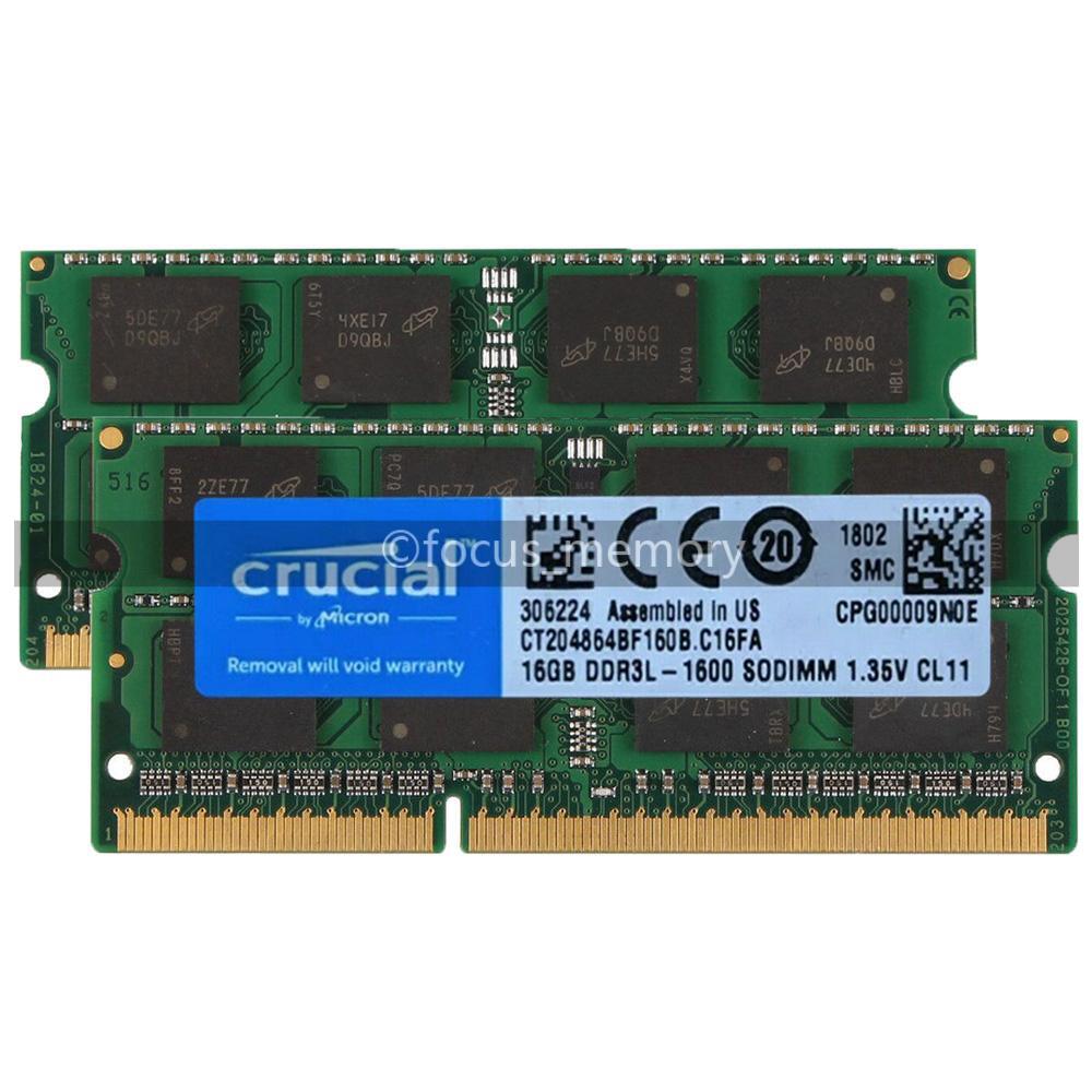 Crucial 8GB 16GB DDR3L/DDR3 1600MHz 1866MHz 204-PIN SO-DIMM Laptop Memory  Ram