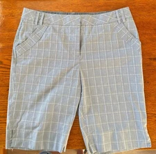 Cutter & Buck Womens Size 14 Burmuda Golf Shorts~Gray Plaid~New