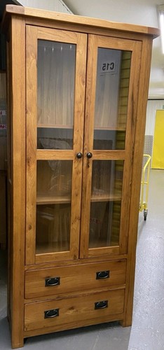 2x Solid oak display cabinet Delivery TAKES Up To 7 To 10 Days - Picture 2 of 5