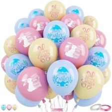 Happy Easter Balloons, 60Pcs 12 Inch Pastel Light Pink Blue Blue Pink Yellow