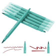 Dual Brush Markers, Blue Green Fine and Brush Tip Pen for Coloring, 6 Pcs