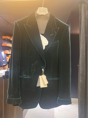 $5400 Nuevo Tom Ford Para Hombres Verde Oscuro Terciopelo Sólido 69% Viscosa y 31% Cupro Shelton - Imagen 3 de 5