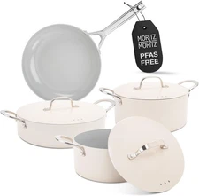 7-Piece Cast Aluminum Cookware Set with Lids – Nonstick Pots & Pans for All Stov