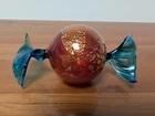 Vintage Murano Style Italy Art Glass Handmade Candy Piece Gold Flake Red Blue