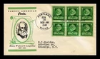 US COVER LONGFELLOW FAMOUS AMERICANS FDC SCOTT 864 BLOCK LINPRINT CACHET