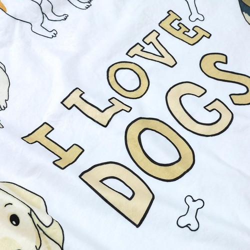 Dogs Pattern Blanket I Love Dog Fleece Throw for and Adults Super Soft Flanne... - Picture 4 of 8