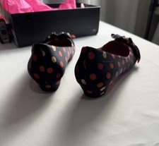 Betsey Johnson 9 Lindley Black Red Pink Satin Polka Dot Low Kitten Heels RARE