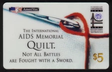 $5. The International AIDS Memorial Quilt 1995. UN Logo SPECIMEN TEST Phone Card