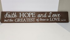 Christian Wooden Decor Sign Faith Love  Hope God Christian Scripture