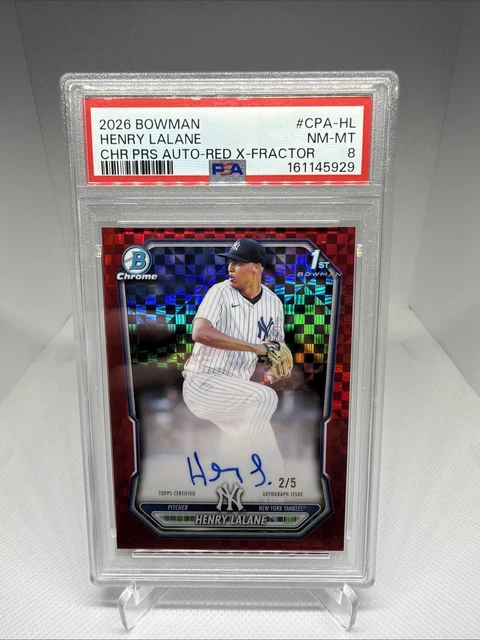 2026 Bowman Chrome 1st Bowman Henry Lalane Red X-Fractor Refractor Auto /5 PSA 8
