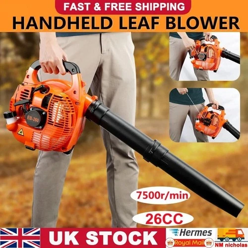 Garden Yard Handheld Petrol Leaf Blower Powerful 26cc 2-Stroke Air Cooled Engine