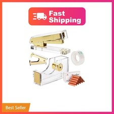 Hiceeden Acrylic Gold Stapler and Tape Dispenser Set