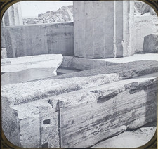 Fallen Architraves Propylaia Acropolis, Athens Greece, Magic Lantern Glass Slide