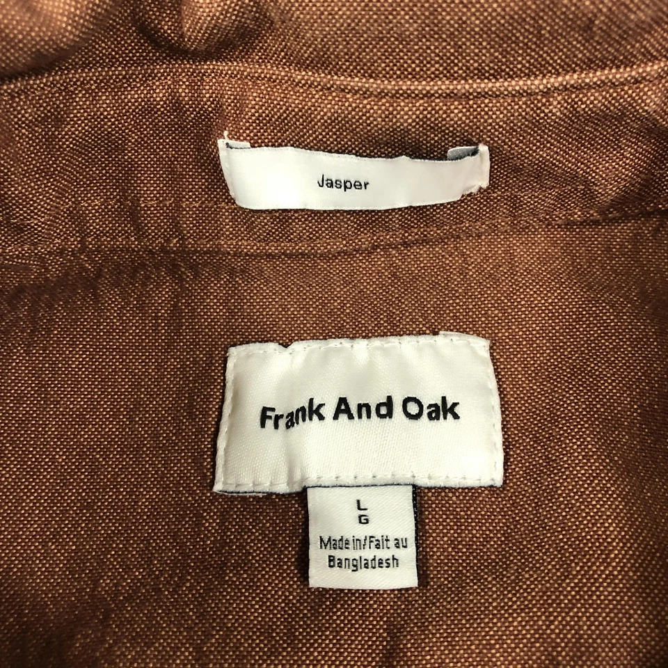 Frank And Oak Shirt Mens Large Brown Rust Jasper Button Down Long Sleeve Pocket - Image 3 of 4