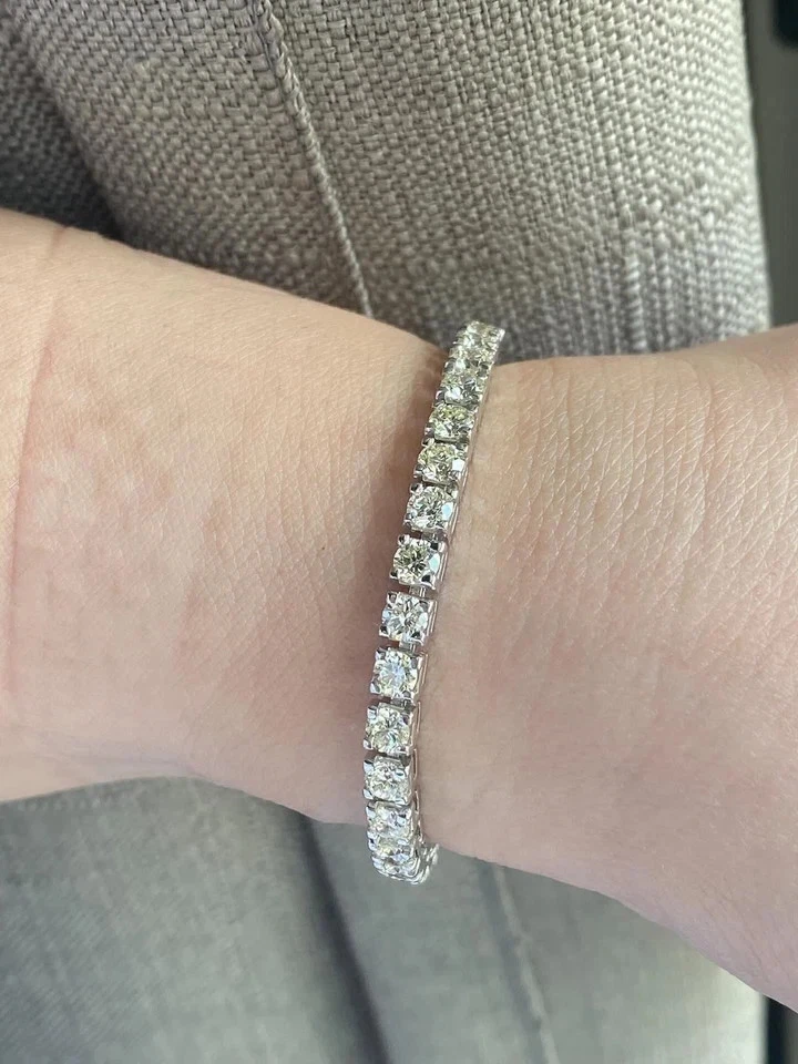 9.80Ct Round Cut Natural Diamond Tennis Link Bracelet 14K Solid White Gold 7inch - Image 3 of 4