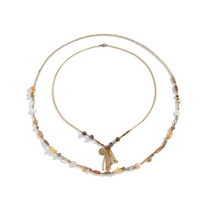 Multi Layer Turquoise Bead Necklace Artisanal Design Lightweight Alloy Chain
