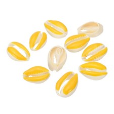 10 Pcs Yellow, White Oval Seashells Beads Natural Cowrie Beach Shells