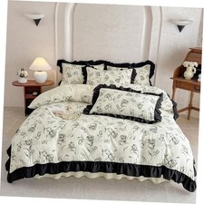 Ruffle Duvet Cover Size, Rose Patterned Bedding, French Country Queen Flower