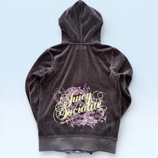 Juicy Couture Hoodie Womens Medium Brown Velour Juicy Socialite Full Zip Y2K