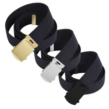54 Inch Black Cotton Military Web Belt 3 Pack With Buckles 4709 Rothco